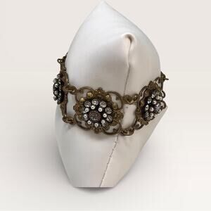 Liz Palacios Swarovski Crystal Gold-tone Bracelet with Faux Pearls